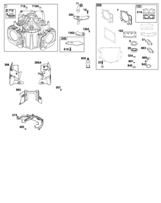 Cylinder Group Diagram and Parts List for 49T877-0035-G1 400000 - 699999 Briggs and Stratton Engine